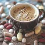 taza de café y pastillas